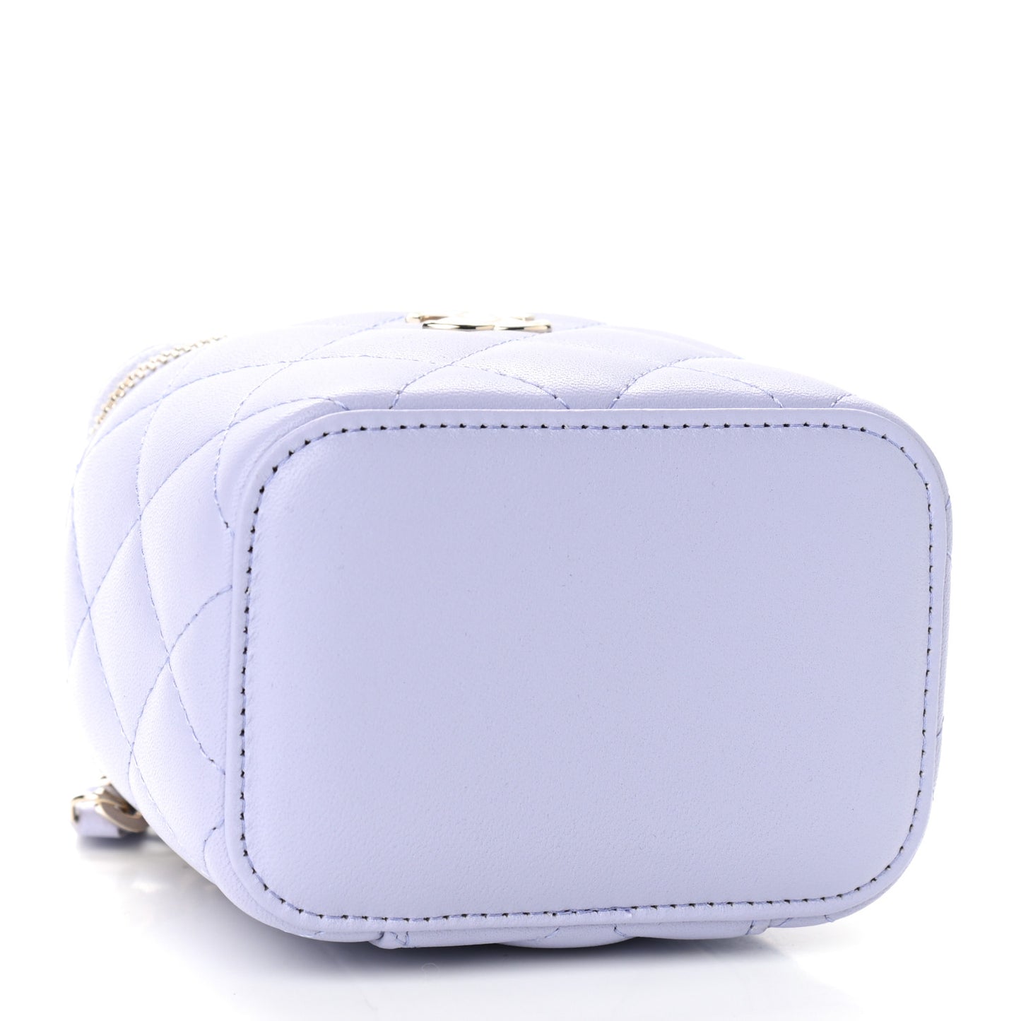 Lambskin Quilted Top Handle Mini Vanity Case With Chain Light Purple