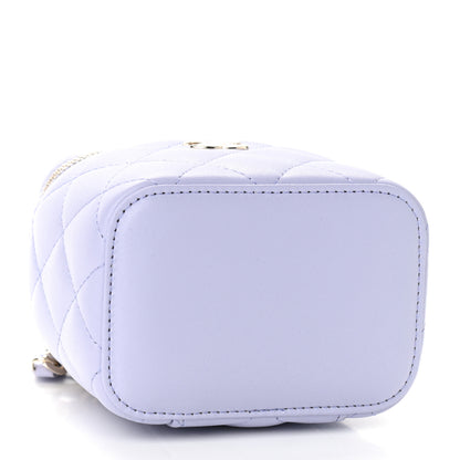Chanel Lambskin Quilted Top Handle Mini Vanity Case With Chain Light Purple 4 of 9
