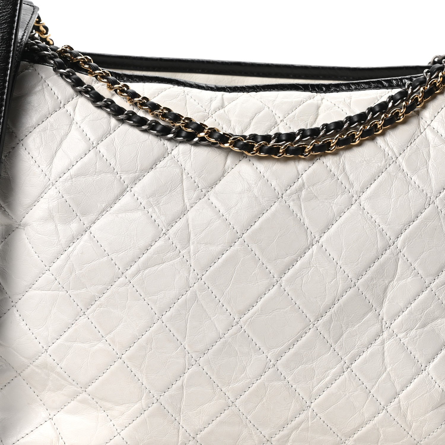 Chanel Aged Calfskin Quilted Maxi Gabrielle Hobo White Black 8 of 10