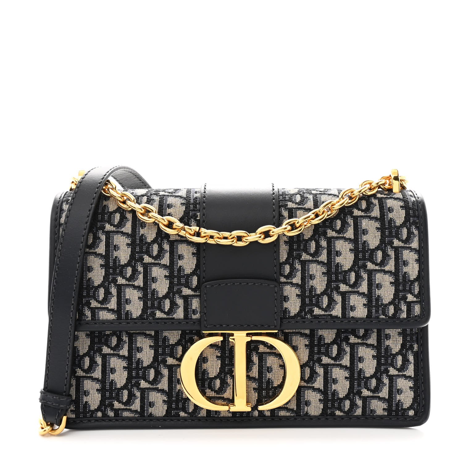 Christian Dior Oblique 30 Montaigne Chain Flap Bag Blue 1 of 11
