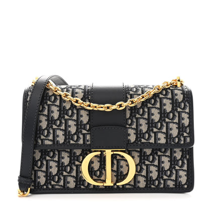 Christian Dior Oblique 30 Montaigne Chain Flap Bag Blue 1 of 11