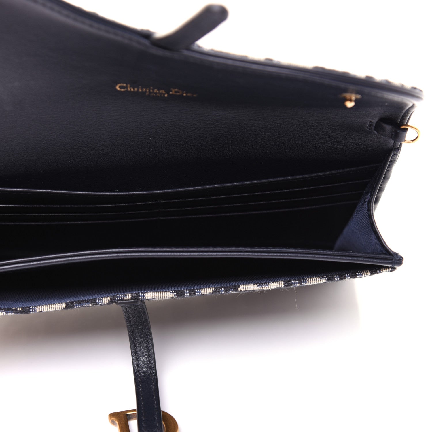 Christian Dior Oblique Saddle Chain Long Wallet Blue 7 of 15
