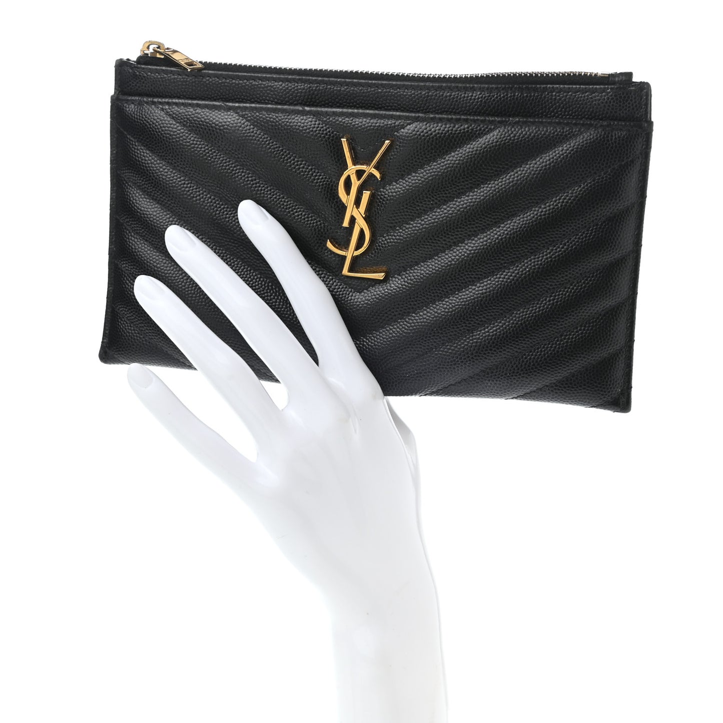 Grain De Poudre Chevron Monogram Bill Pouch Black
