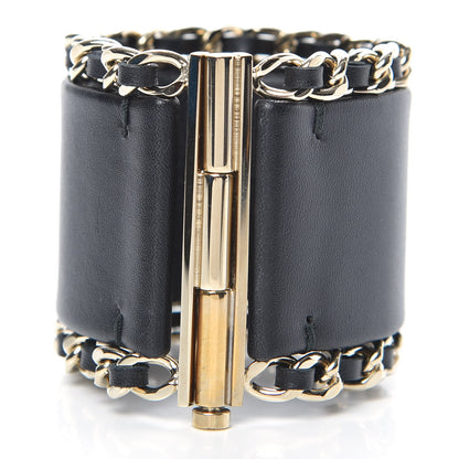 Chanel Lambskin Chain CC Cuff Black Gold 3 of 5