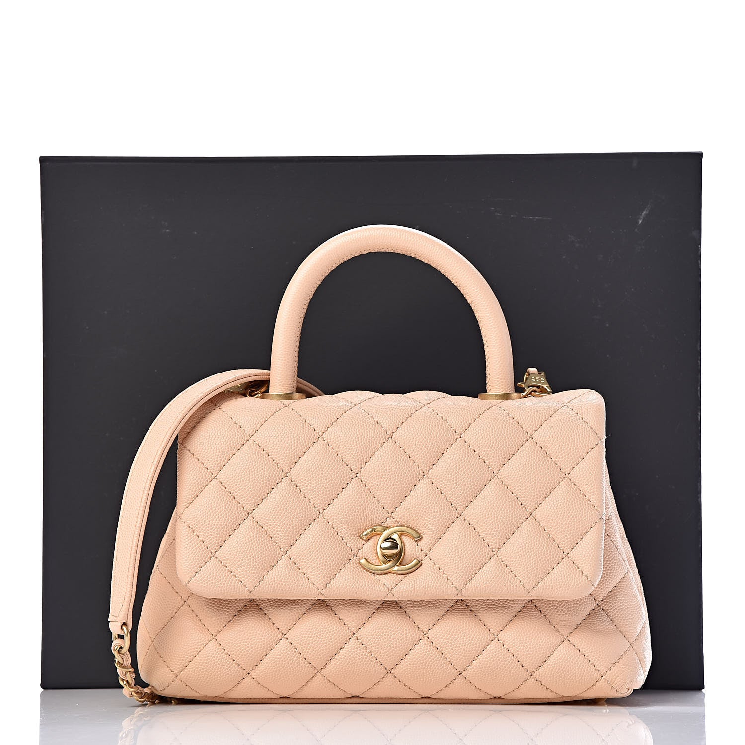Chanel Caviar Quilted Mini Coco Handle Flap Beige 11 of 11