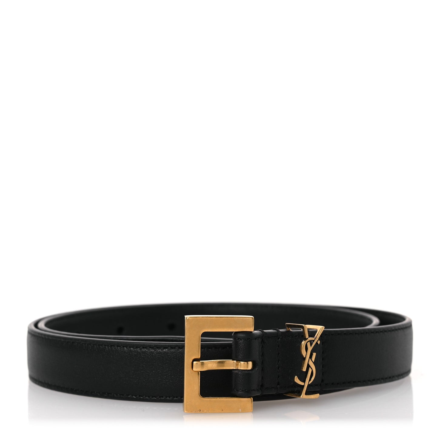 Smooth Calfskin Monogram Narrow Square Buckle Belt 70 28 Black