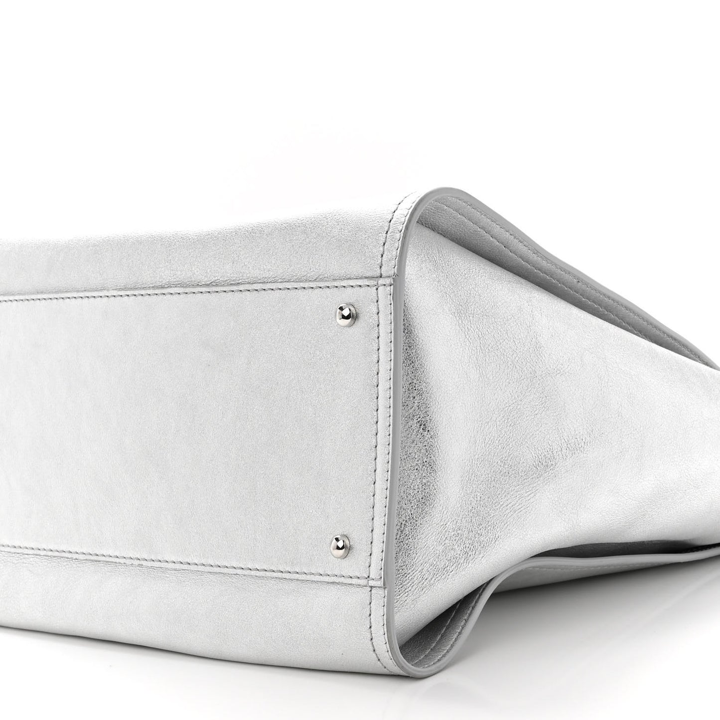 Metallic Calfskin Medium Deauville Tote Silver