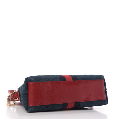 Gucci Suede Calfskin Web Small Ophidia Dome Shoulder Bag New Blue Romantic Cherry 4 of 10