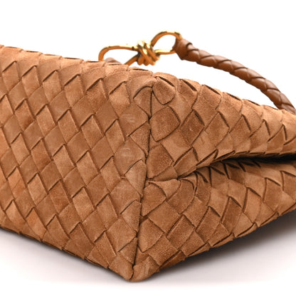 Bottega Veneta Suede Shearling Intrecciato Medium Andiamo Shoulder Bag Amber 9 of 9