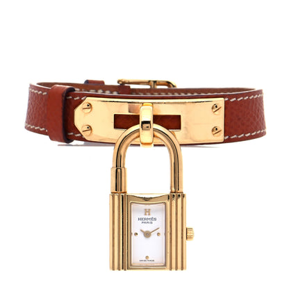 Hermes Stainless Steel Courchevel 20mm Kelly Cadena Quartz Watch Gold 1 of 8