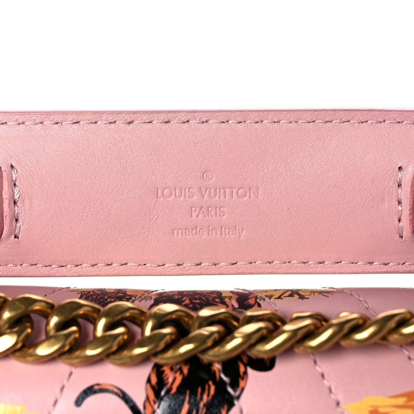 Calfskin Leopard Print New Wave Chain PM Light Pink