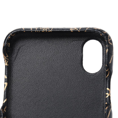 Chanel Lambskin Quilted iPhone XR Coco Tech Egyptian Graffiti Case Black Gold 14 of 15