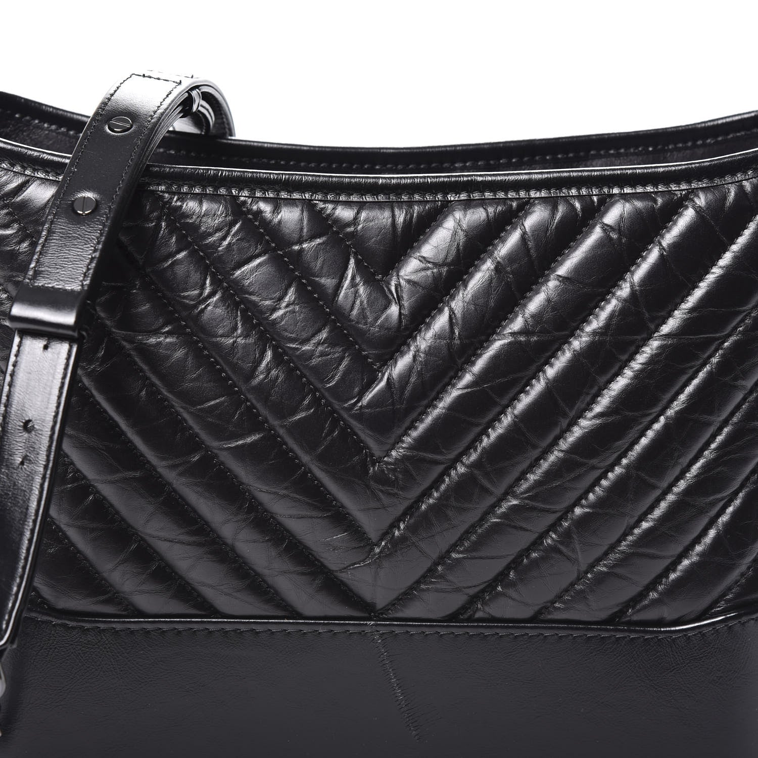 Chanel Aged Calfskin Chevron Quilted Medium Gabrielle Hobo Black 9 of 9
