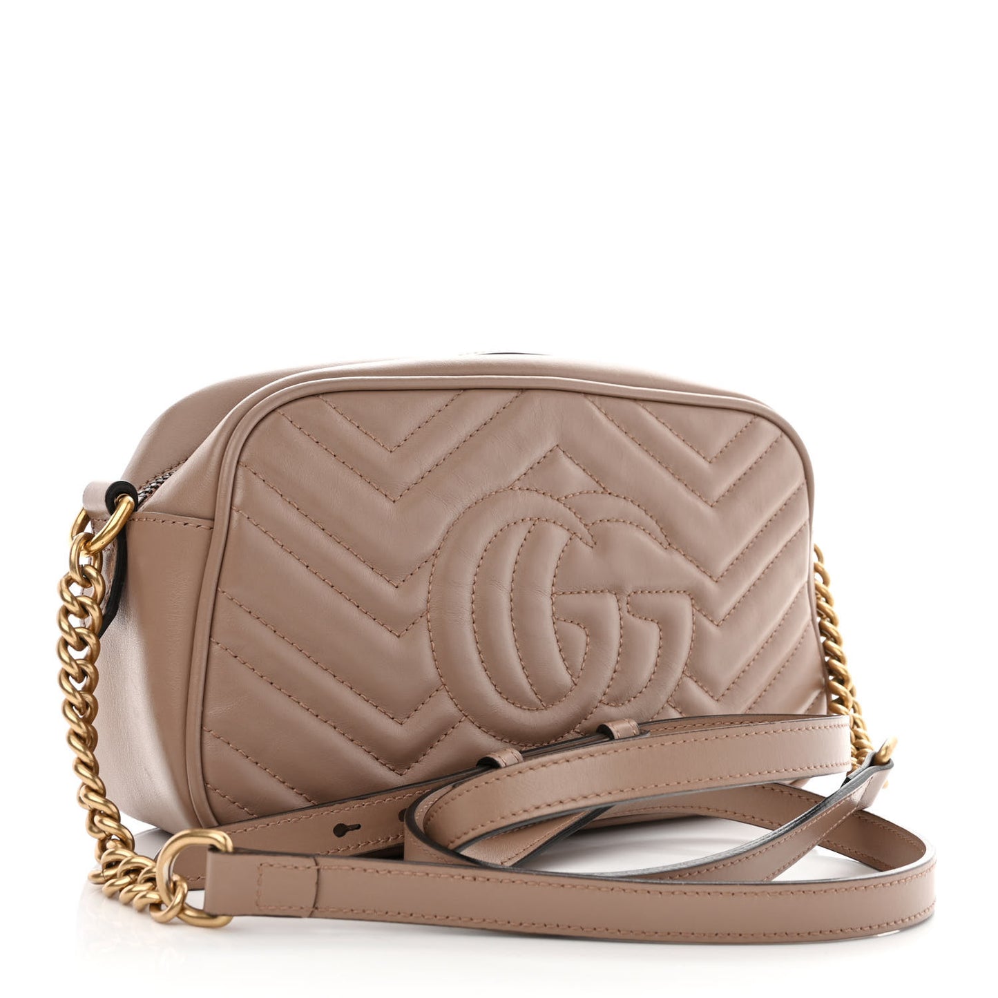 Calfskin Matelasse Small GG Marmont Chain Shoulder Bag Porcelain Rose