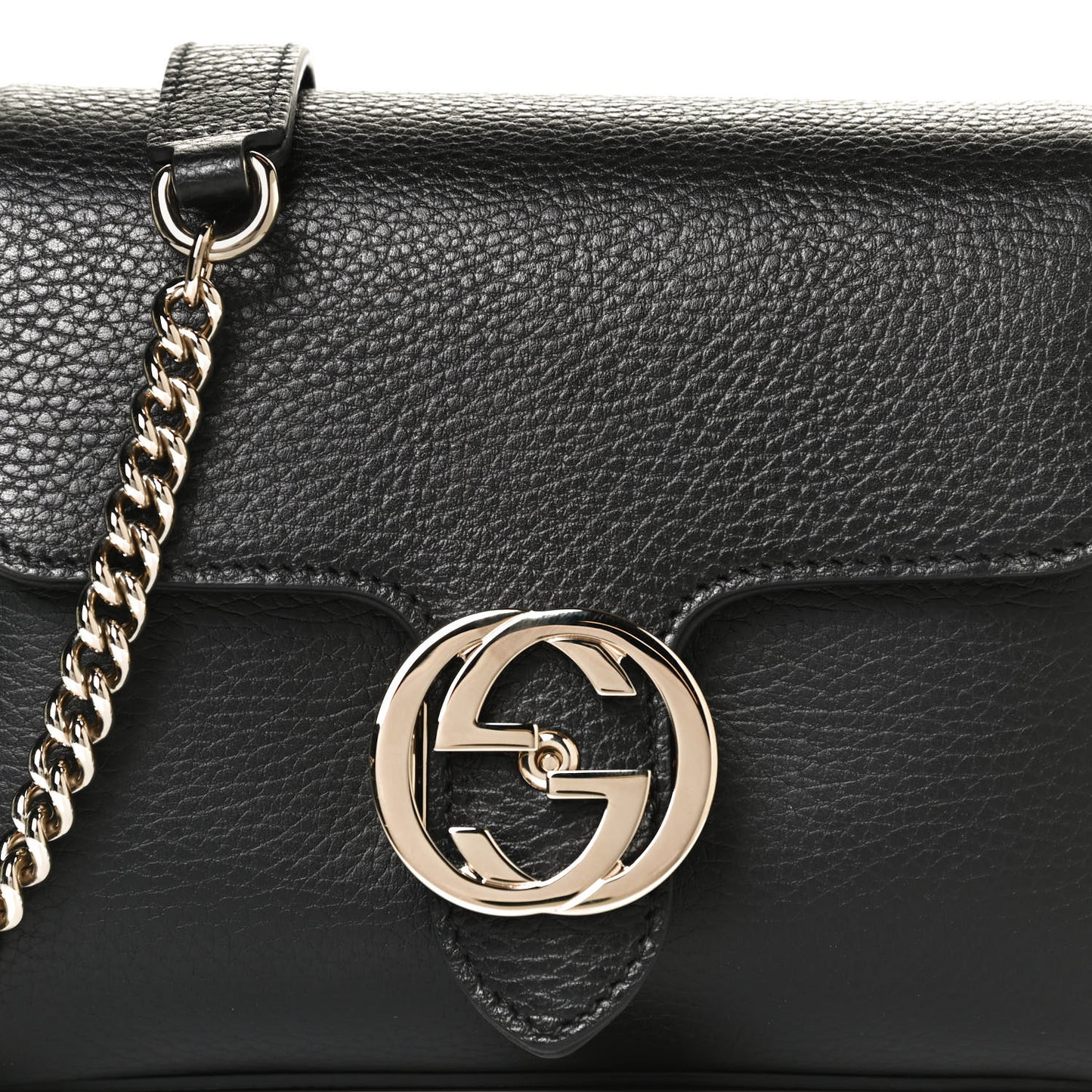 Dollar Calfskin Interlocking G Crossbody Bag Black
