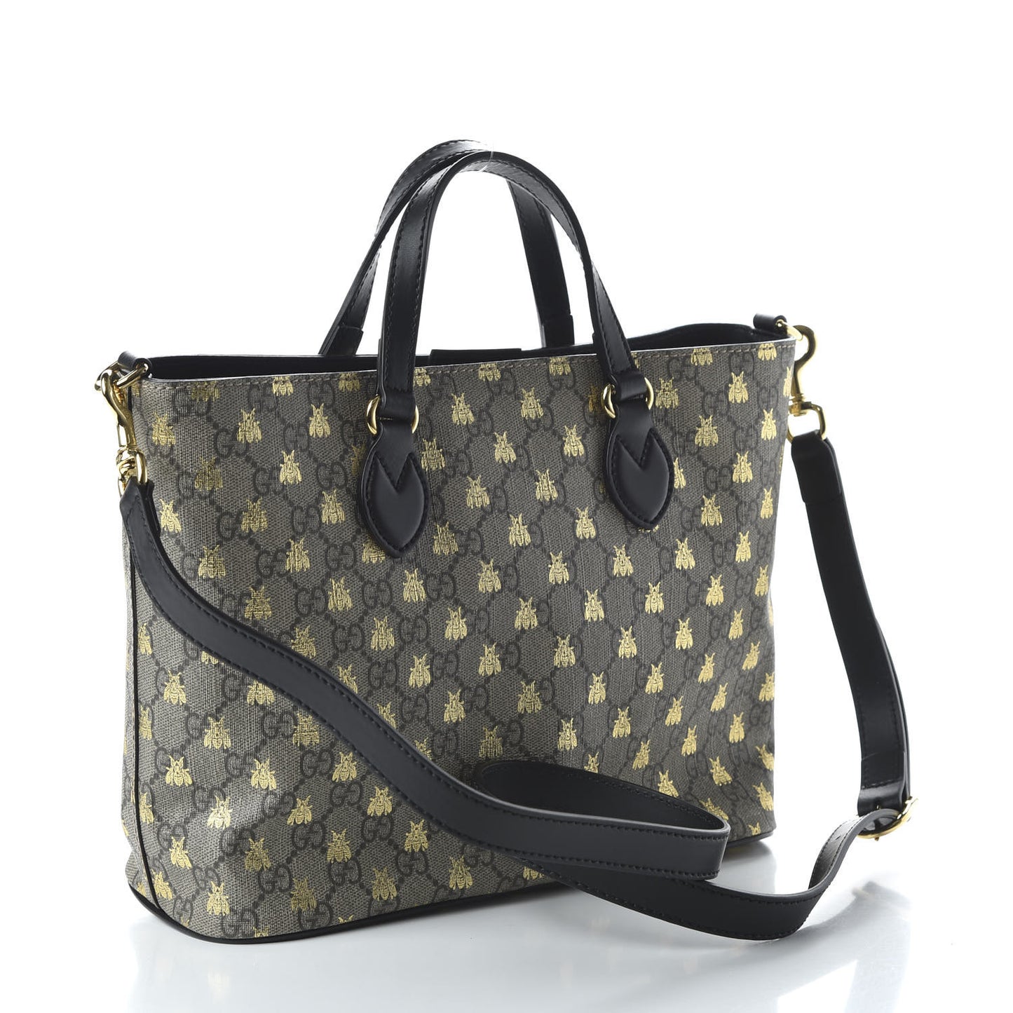 Soft GG Supreme Monogram Bees Small Crossbody Tote Beige Oro Black