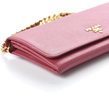 Prada Saffiano Metal Oro Chain Wallet Peonia 6 of 10