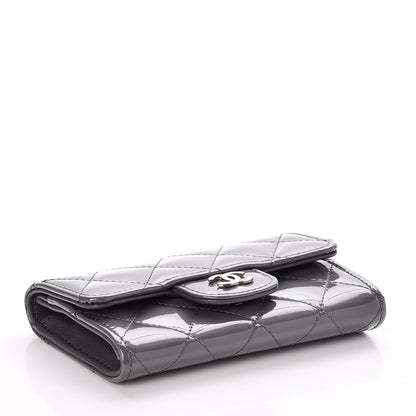 Chanel Patent Quilted Card Holder Dark Grey 4 of 9