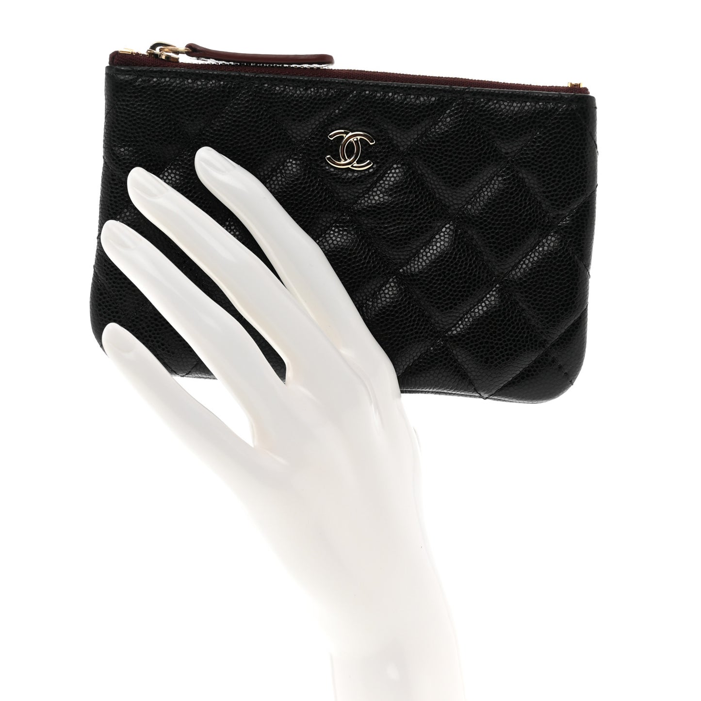 Caviar Quilted Small Cosmetic Case Black