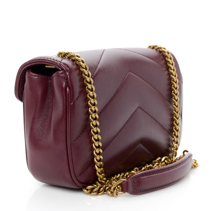 Saint Laurent Lambskin Chevron Quilted Mini Loulou Rouge Cabernet 4 of 12