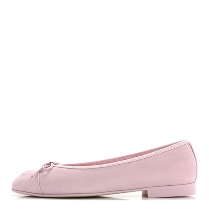 Chanel Suede Calfskin Cap Toe CC Ballerina Flats 37.5 Light Pink 1 of 10