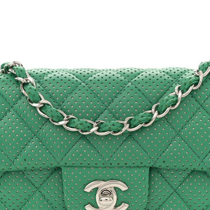 Chanel Lambskin Perforated East West Flap Green 8 of 10