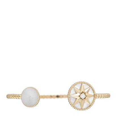 Christian Dior 18K Yellow Gold Diamond Mother of Pearl Rose Des Vents Cuff Bracelet 1 of 4