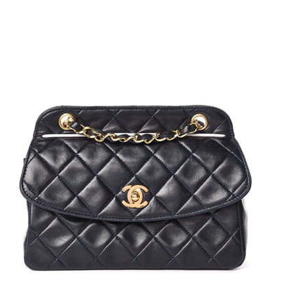 Chanel Lambskin Quilted Small Single Flap Navy 1 of 17