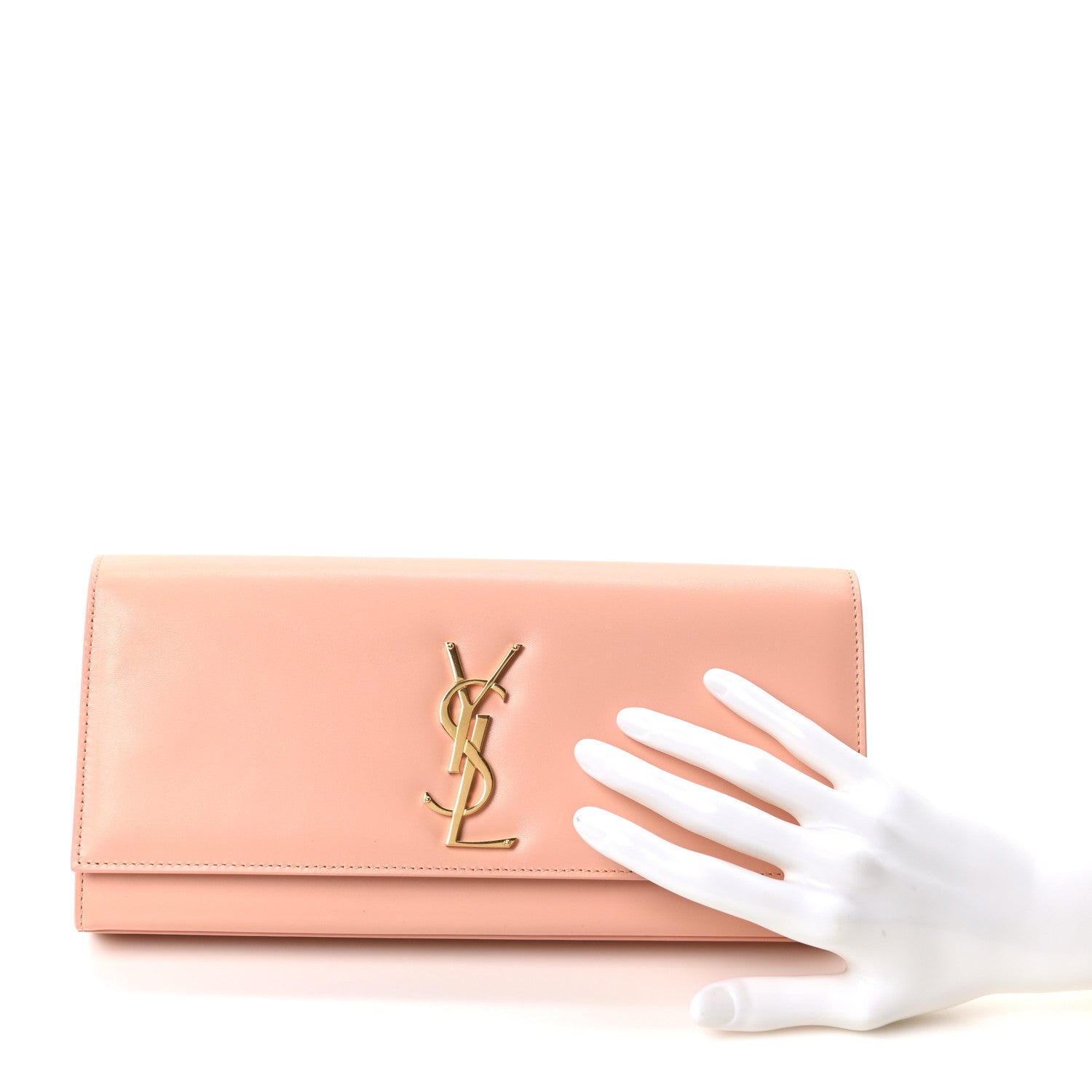 Saint Laurent Calfskin Classic Monogram Cassandre Clutch Blush 2 of 10