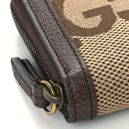 Gucci Monogram Jumbo GG Textured Dollar Calfskin Diana Zip Around Continental Wallet Camel Ebony New Acero 7 of 8