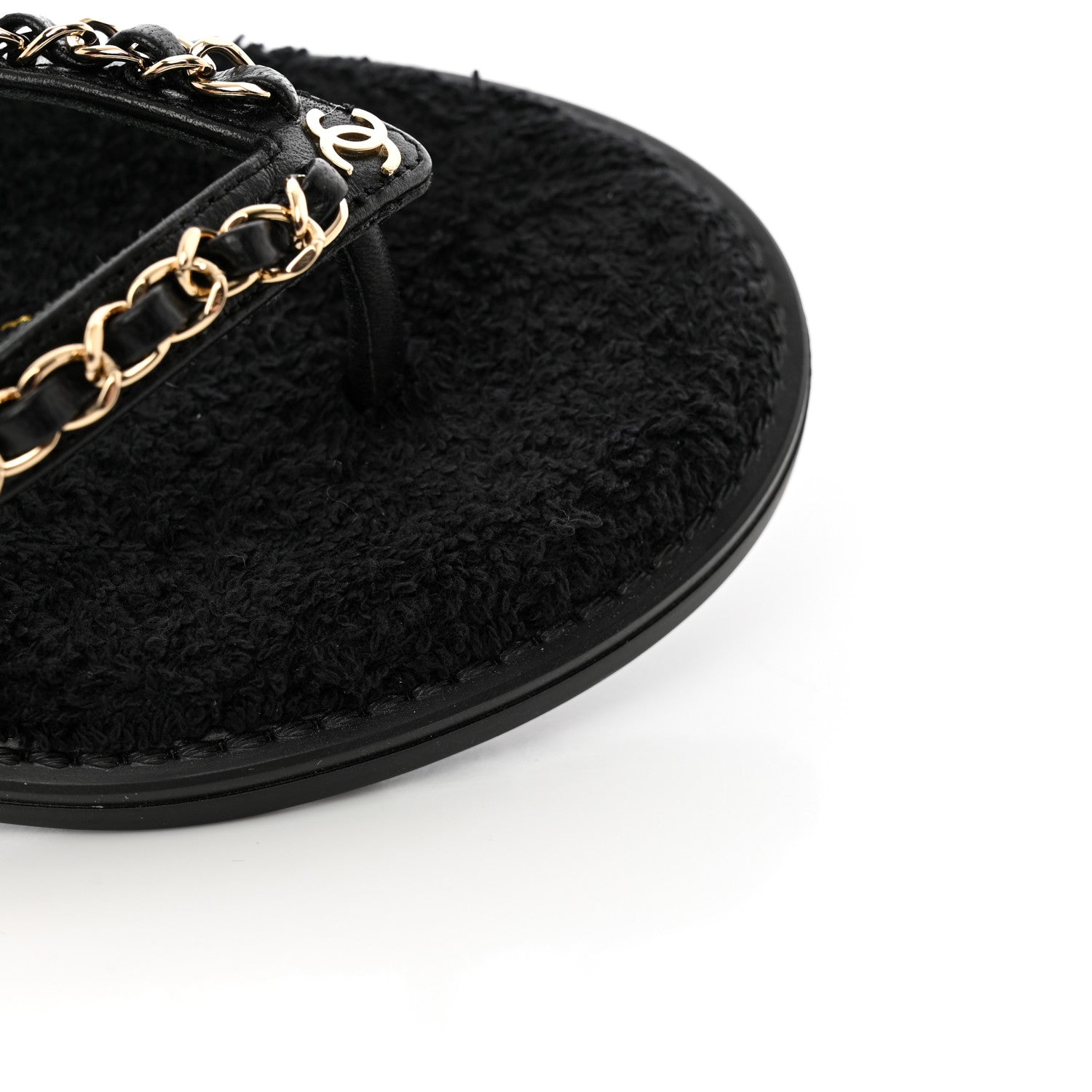 Chanel Lambskin CC Chain Thong Sandals 35 Black 9 of 12