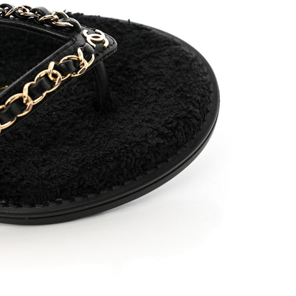 Chanel Lambskin CC Chain Thong Sandals 35 Black 9 of 12