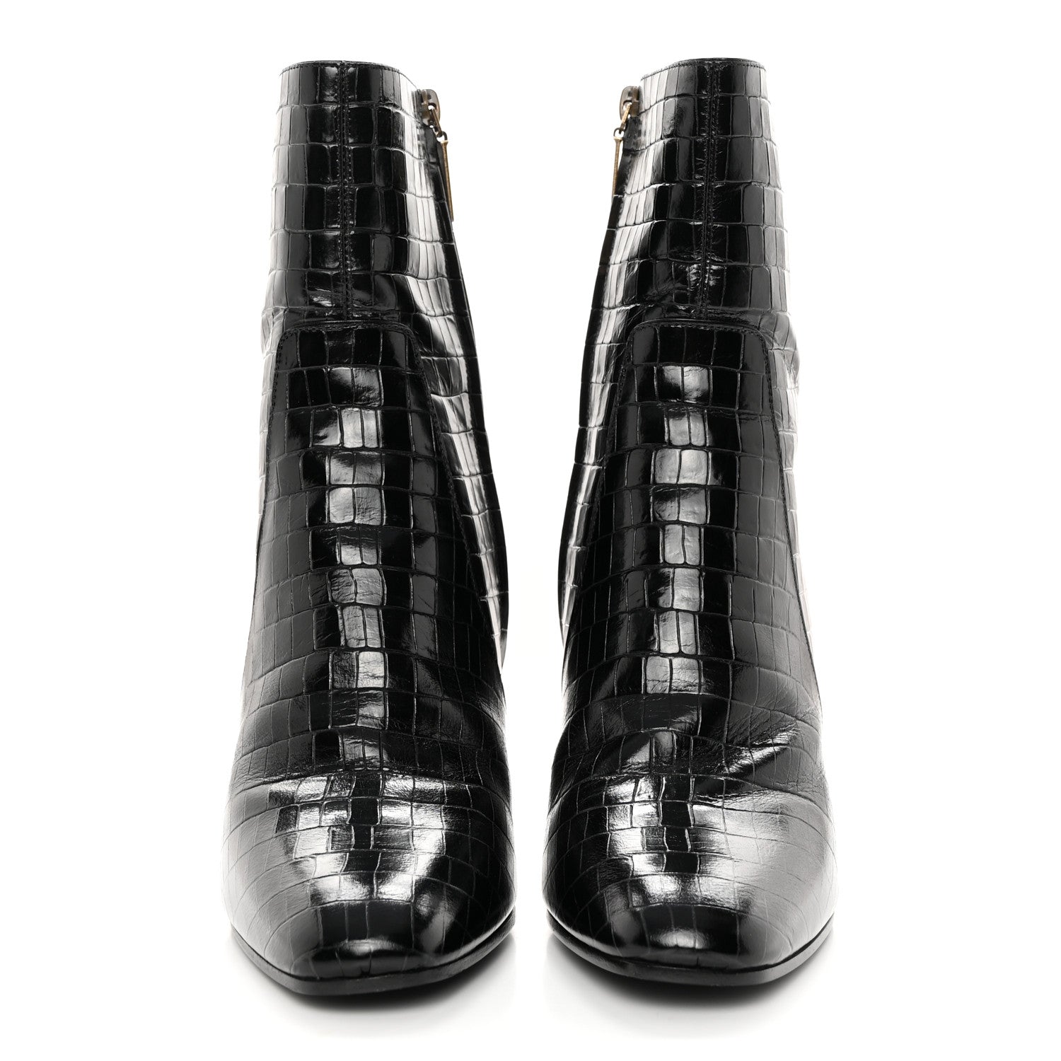 Saint Laurent Shiny Crocodile Embossed Jane 90 Zip Booties 40.5 Black 2 of 16