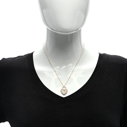 Tiffany 18k Rose Gold Diamond Large Heart Lock Pendant Necklace 2 of 5
