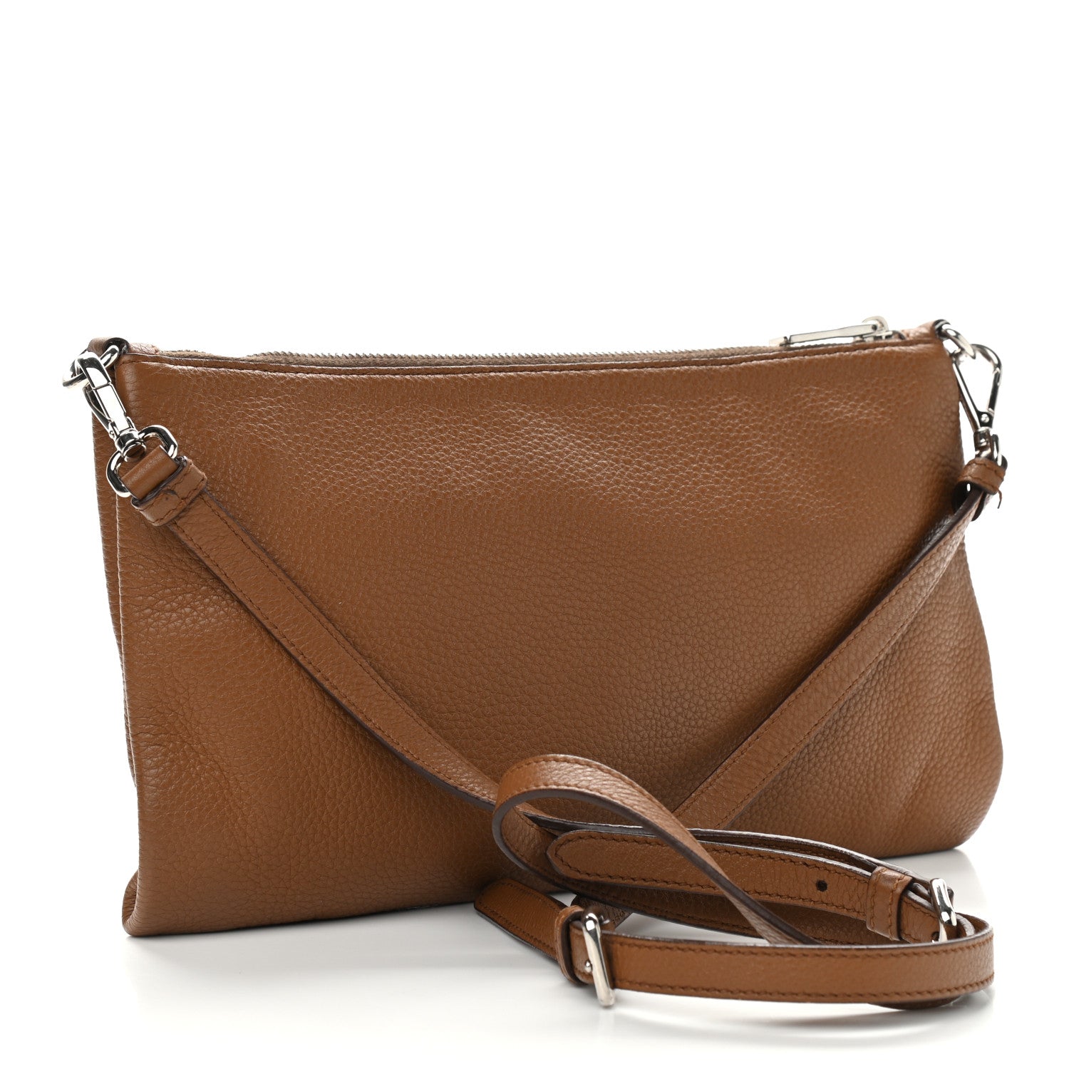 Prada Vitello Daino Zippered Crossbody Bag Brandy 2 of 9