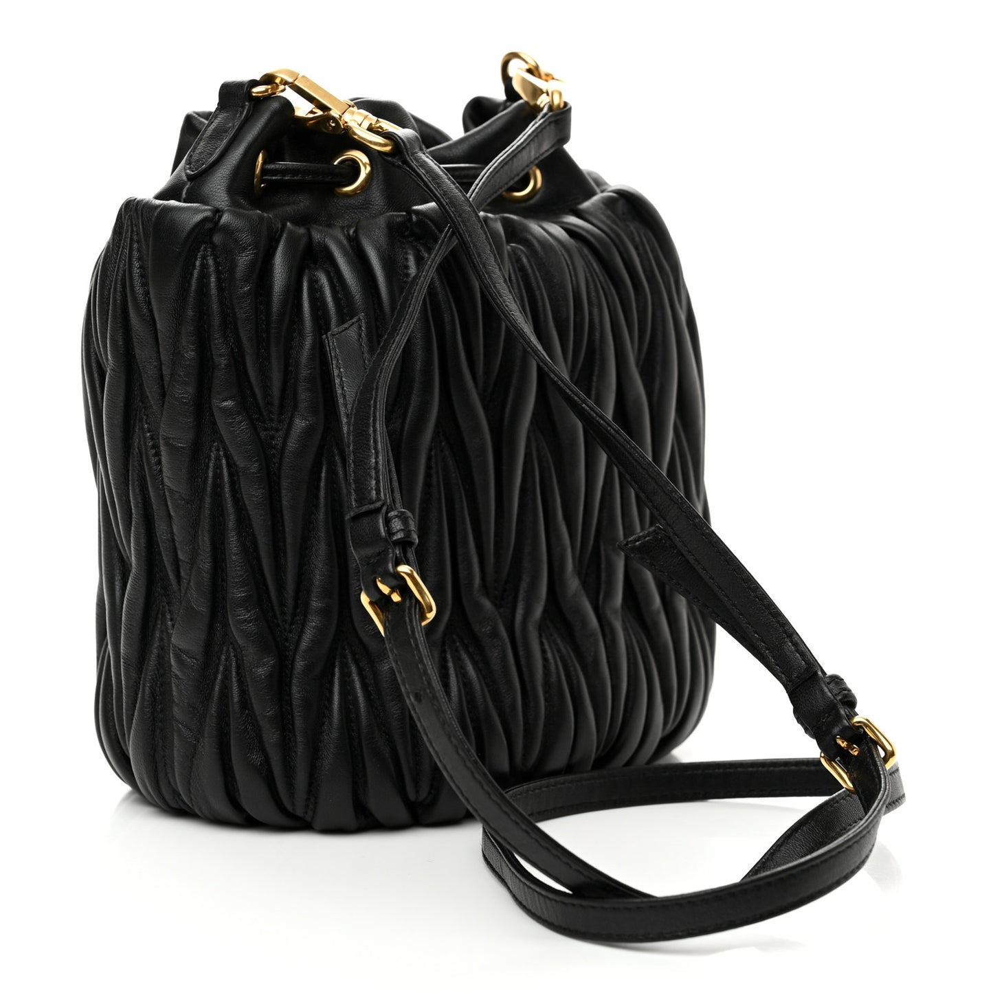Nappa Matelasse Small Bucket Bag Black