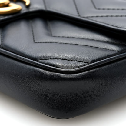 Gucci Calfskin Matelasse Mini GG Marmont Shoulder Bag With Case Black White 9 of 10