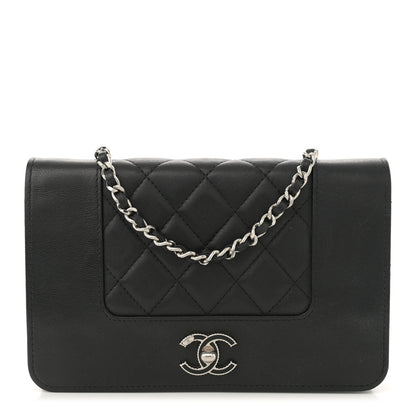 Chanel Sheepskin Quilted Mini Vintage Mademoiselle Wallet On Chain WOC Black 1 of 12
