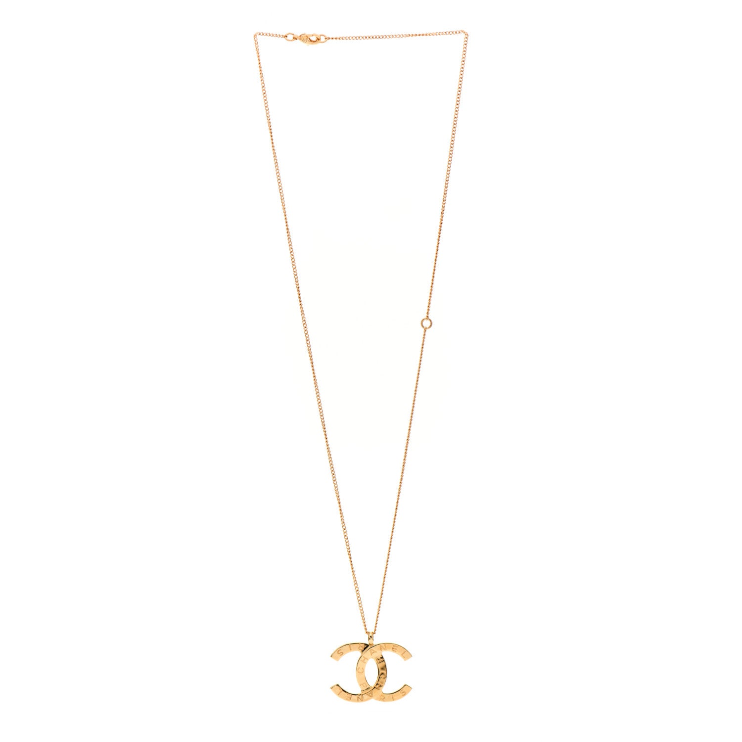 Chanel Metal CC Paris Button Necklace Gold 3 of 4