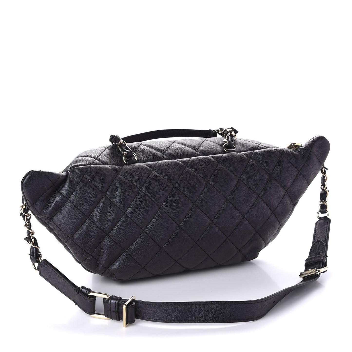 Iridescent Calfskin Quilted All About Waist Belt Bag Black