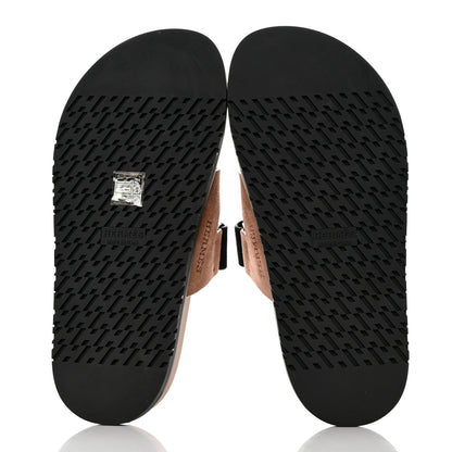 Hermes Suede Goatskin Womens Chypre Sandals 36 Rose Perle Black 5 of 9