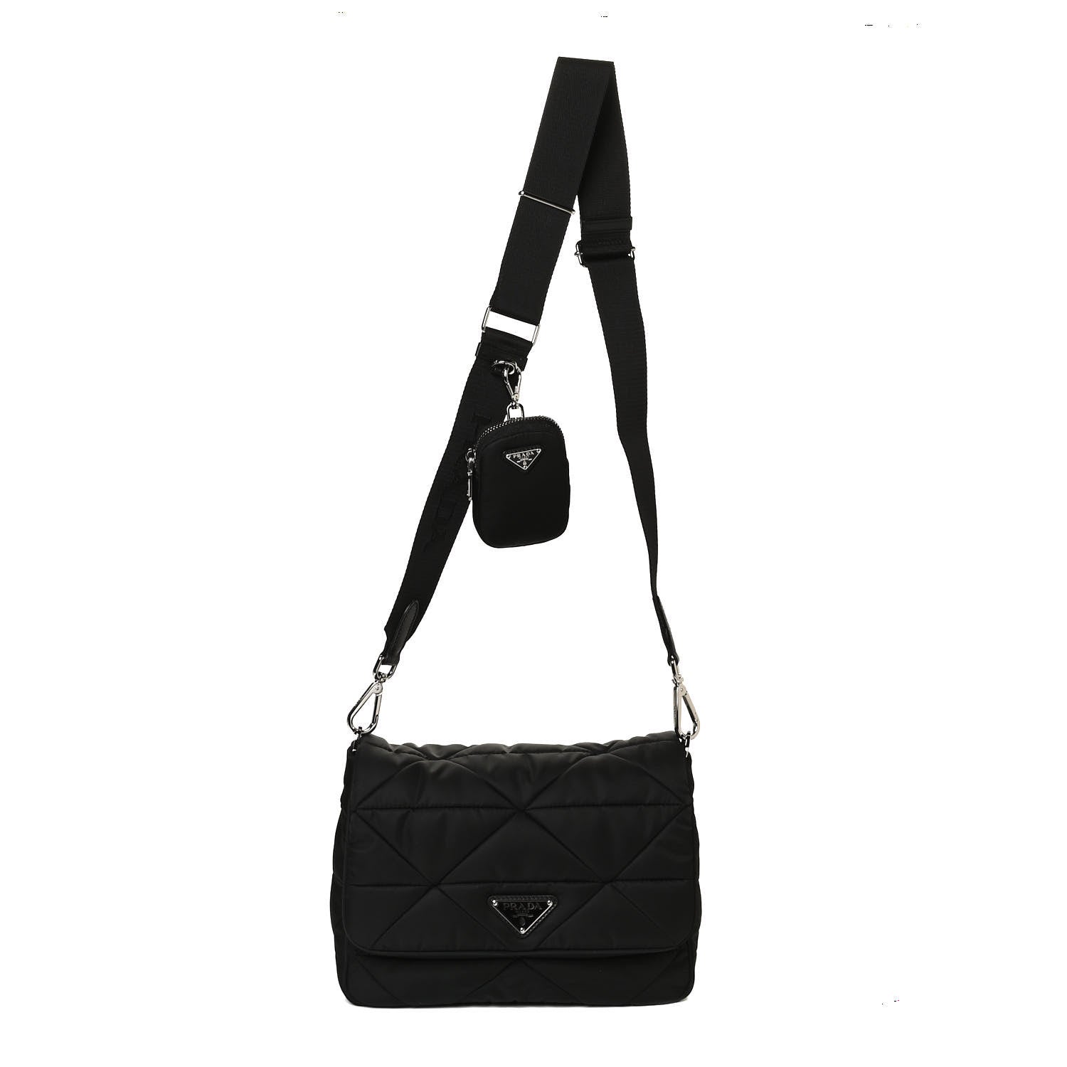 Prada Re-Nylon Quilted Padded Flap Shoulder Bag Black 1 of 10