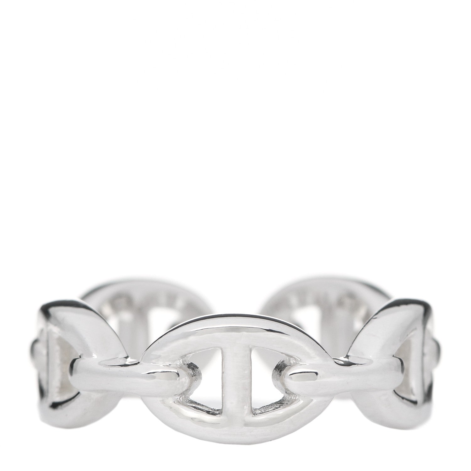 Hermes Sterling Silver PM Chaine d'Ancre Enchainee Band Ring 55 7.25 1 of 7