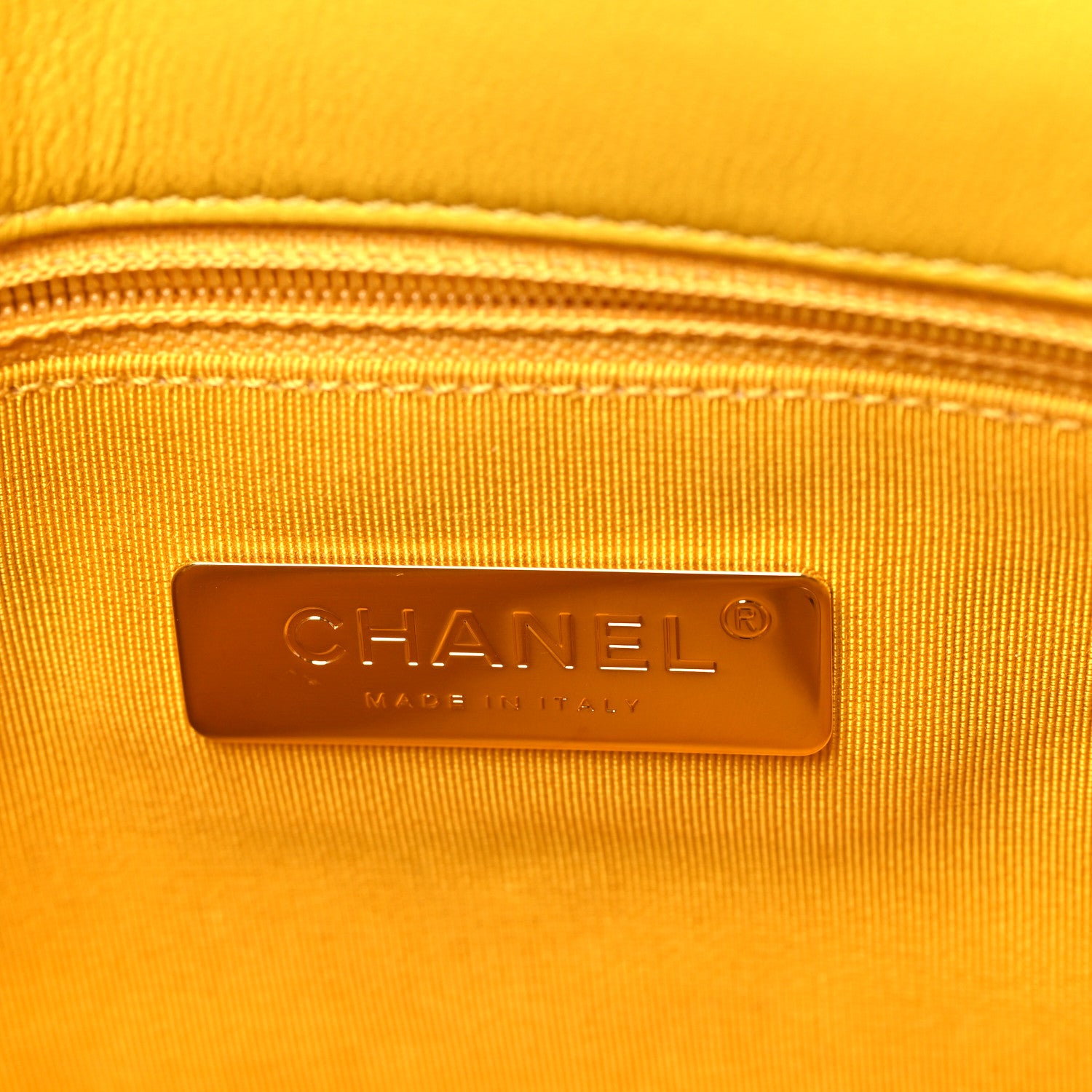Chanel Shiny Goatskin Quilted Medium Chanel 19 Flap Yellow 6 of 10