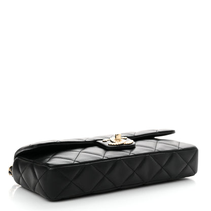 Chanel Lambskin Quilted Pearl CC Flap Clutch Black 4 of 11