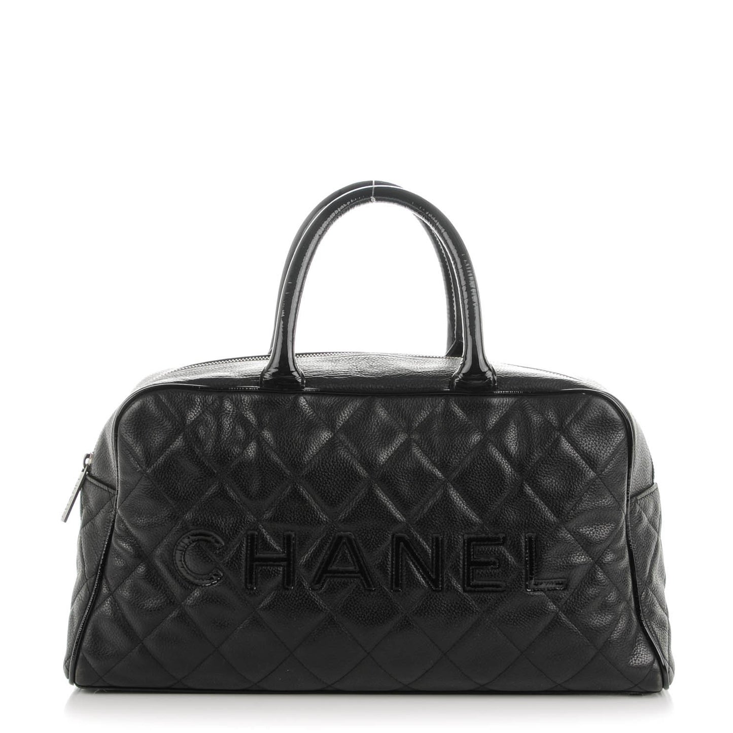 Calfskin Quilted Large Bowler Black