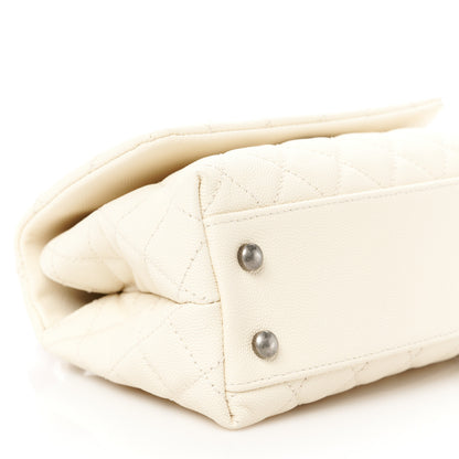 Chanel Caviar Lizard Quilted Mini Coco Handle Flap White 11 of 12