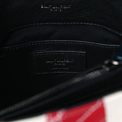 Saint Laurent Canvas Matelasse Chevron American Flag Monogram Medium College Bag Red Blue 6 of 9