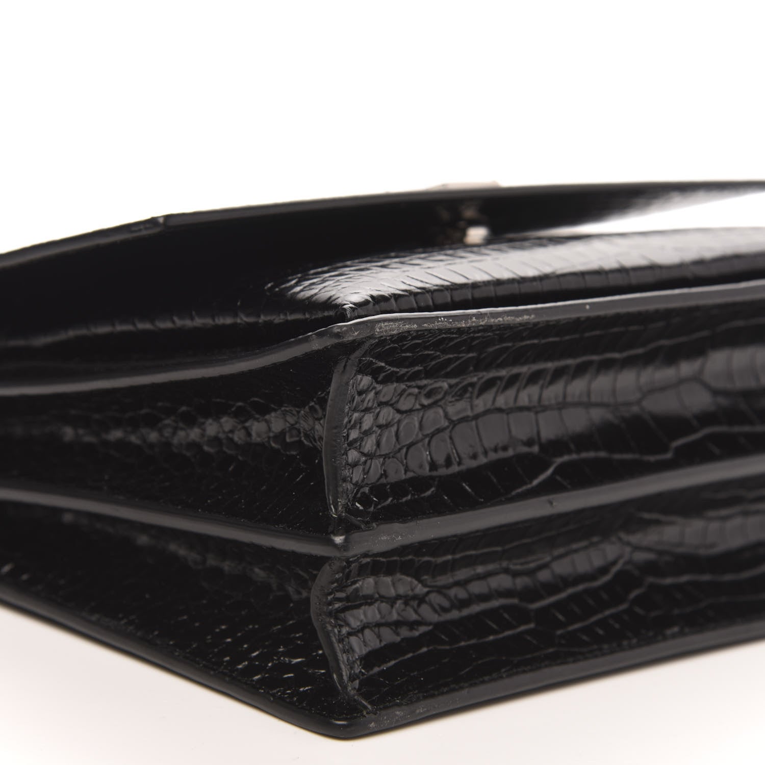 Saint Laurent Calfskin Crocodile Embossed Monogram Sunset Black 8 of 10