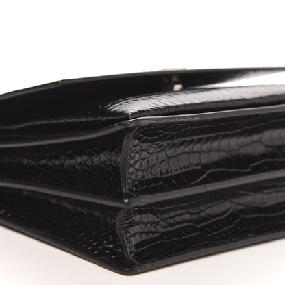 Saint Laurent Calfskin Crocodile Embossed Monogram Sunset Black 8 of 10